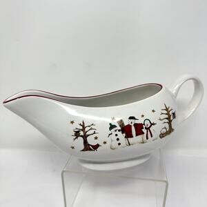Sakura Debbie Mumm Snowman Gravy Boat Christmas Winter Holiday China